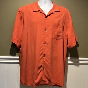 Tommy Bahama Coral Silk Short Sleeve Button Up Shirt Size L